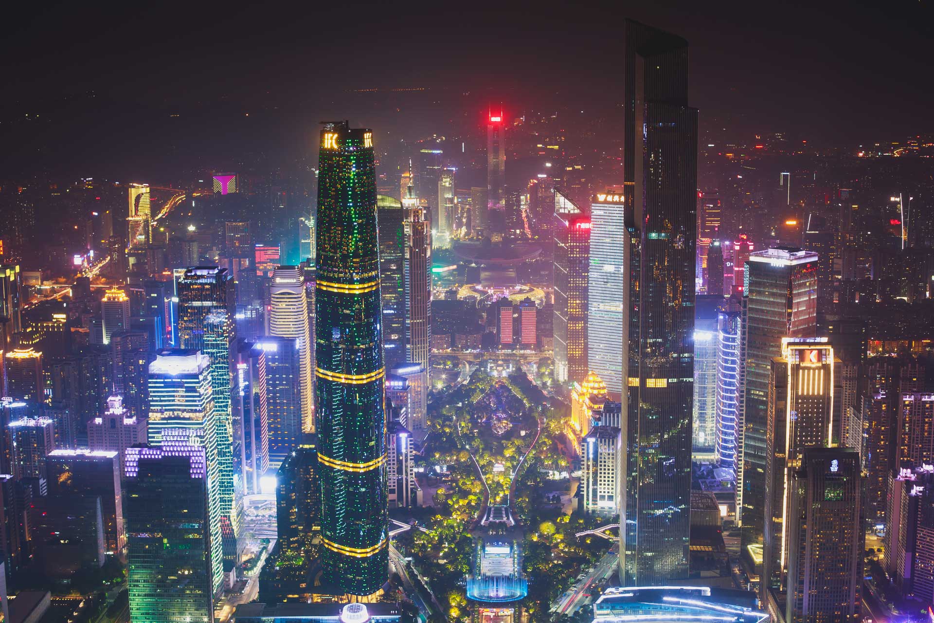 Guangzhou's cyberpunk-esque cityscape